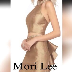 Mori Lee 2-Piece Party Dress, Beaded Neckline‎ & Waist Trim, Back Ruffle, Size 0